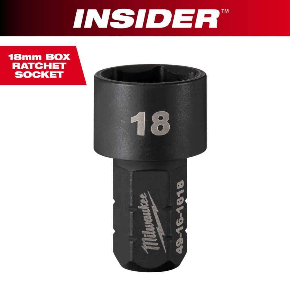 Milwaukee INSIDER Box Ratchet Impact Socket 6 Point 18 mm 49-16