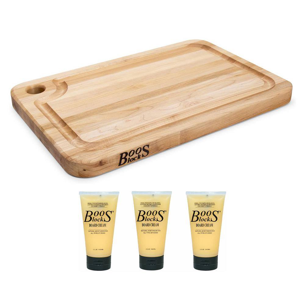 JOHN BOOS Block 18 in. x 12 in. Rectangular Maple Wood Cutting Board