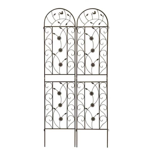 2 Pack Brown 86.2x19.7 in. Metal Garden Trellis Rustproof for Climbing Plants Outdoor,Vegetables Flower Support, Outdoor