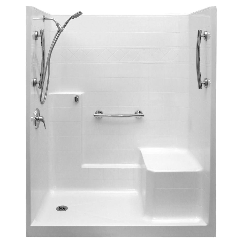 Ella Ultimate Sa 36 In X 60 In X 77 In 1 Piece Low Threshold Shower Stall In White Shower 2501