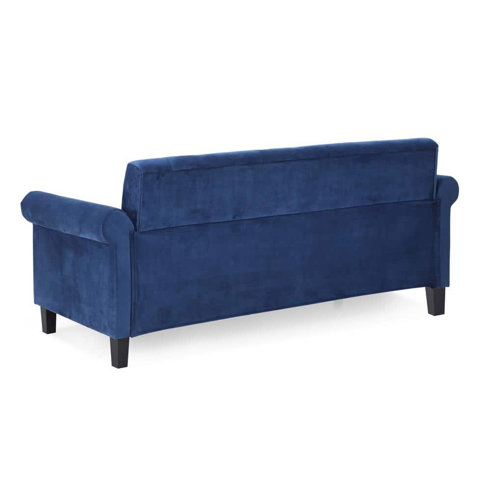 Navy Velvet Tufted Chesterfield 3-Seater Sofa with Nailhead Trim