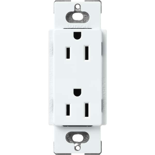Lutron Claro 15 Amp Duplex Outlet, Glacier White (SCR-15-GL)