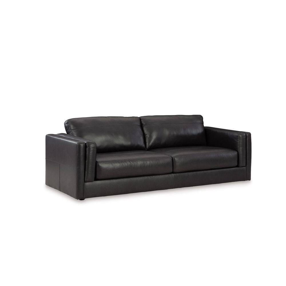 Amiata 96 in. Track Arm Leather Match Rectangle Sofa in Black price history on PriceWatchPro