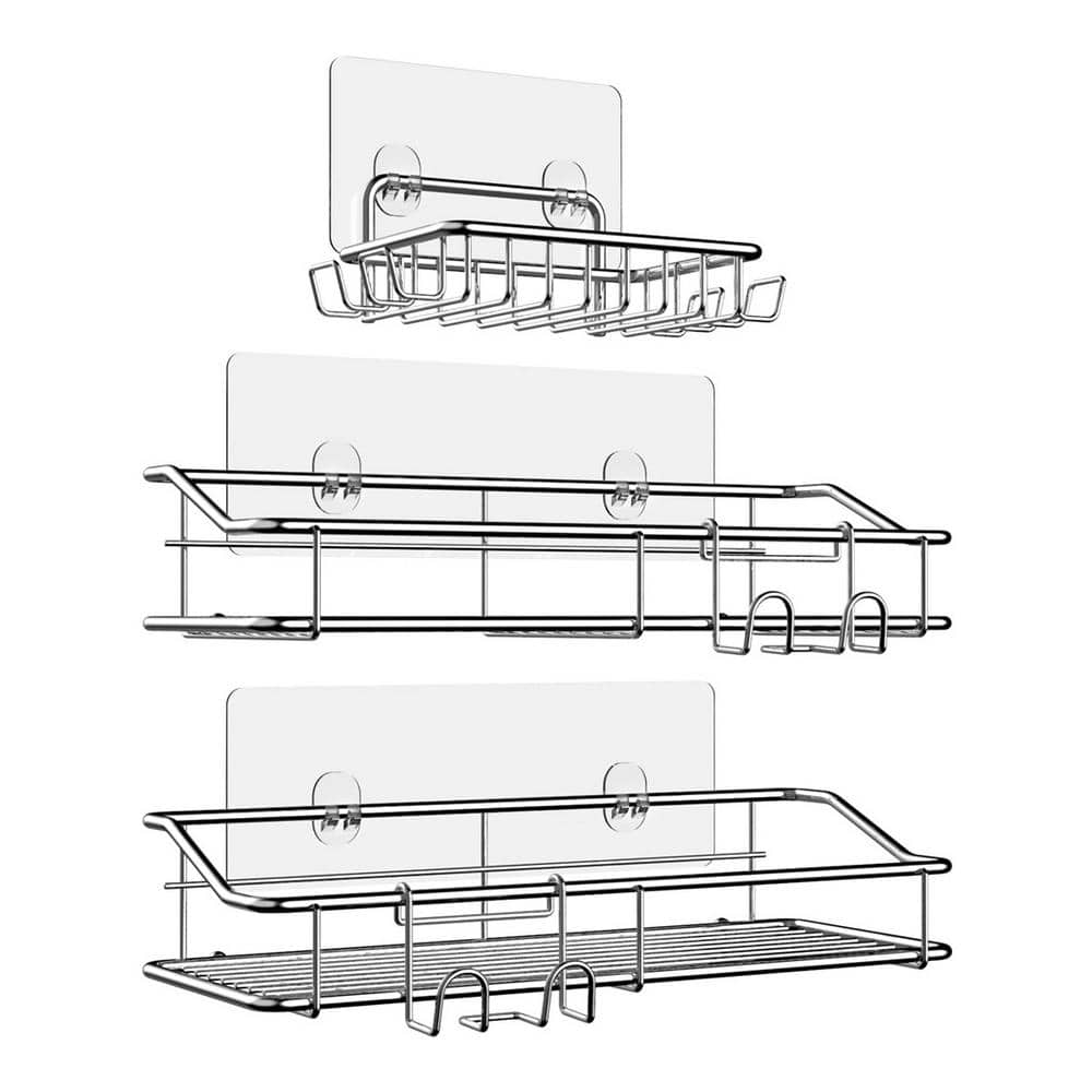 Cubilan Over The Shower Mounted 2-Tiers Bathroom Shower Caddies Hanging Shower Rack with Hooks and Soap Dish in Black