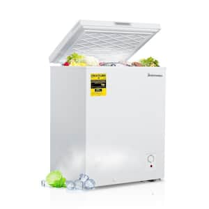 Koolatron Compact Chest Freezer, 5.0 Cu ft (155l), White, Manual Defrost Deep Freeze, Storage Basket, Space-Saving Flat Back, Stay-Open Lid