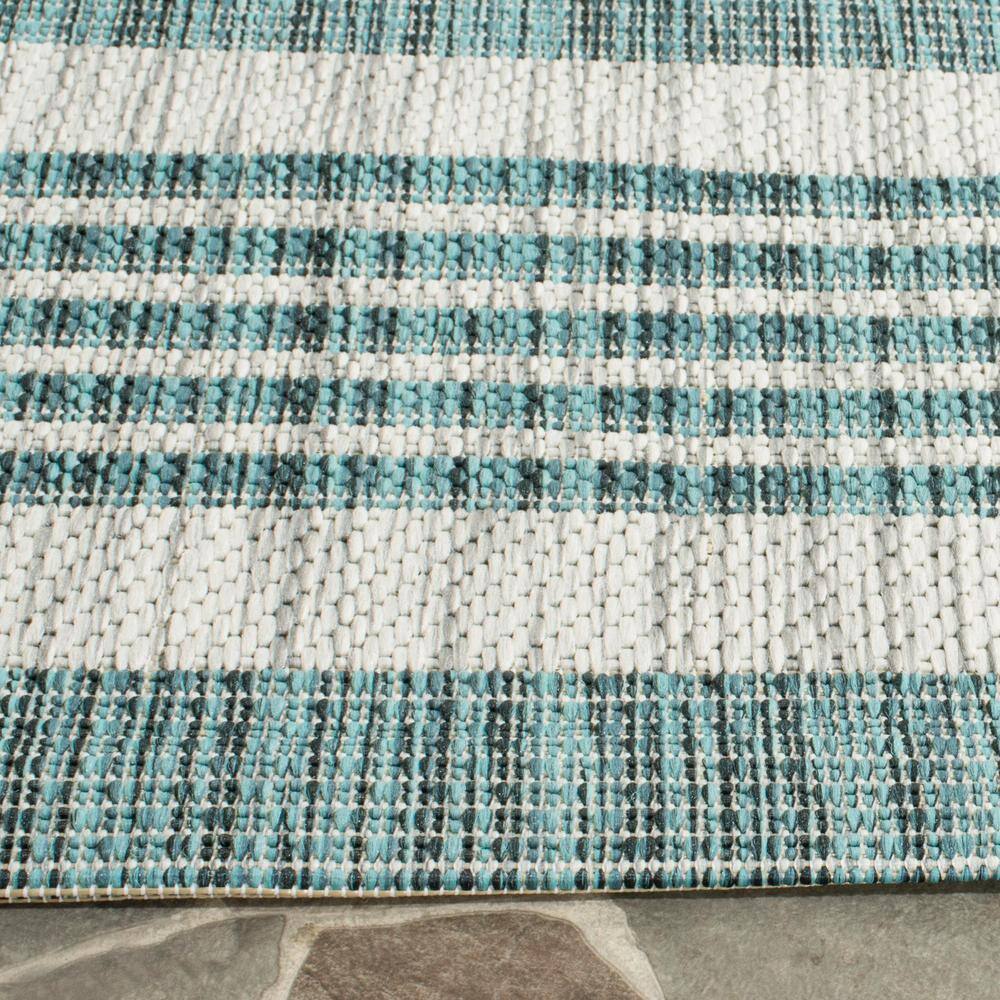 Grey/Blue Easy-Care Rectangular Synthetic 5' x 7' Area Rug
