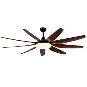 72 in. Integrated LED Indoor Brown Lighting Ceiling Fan with 9 Brown Blades