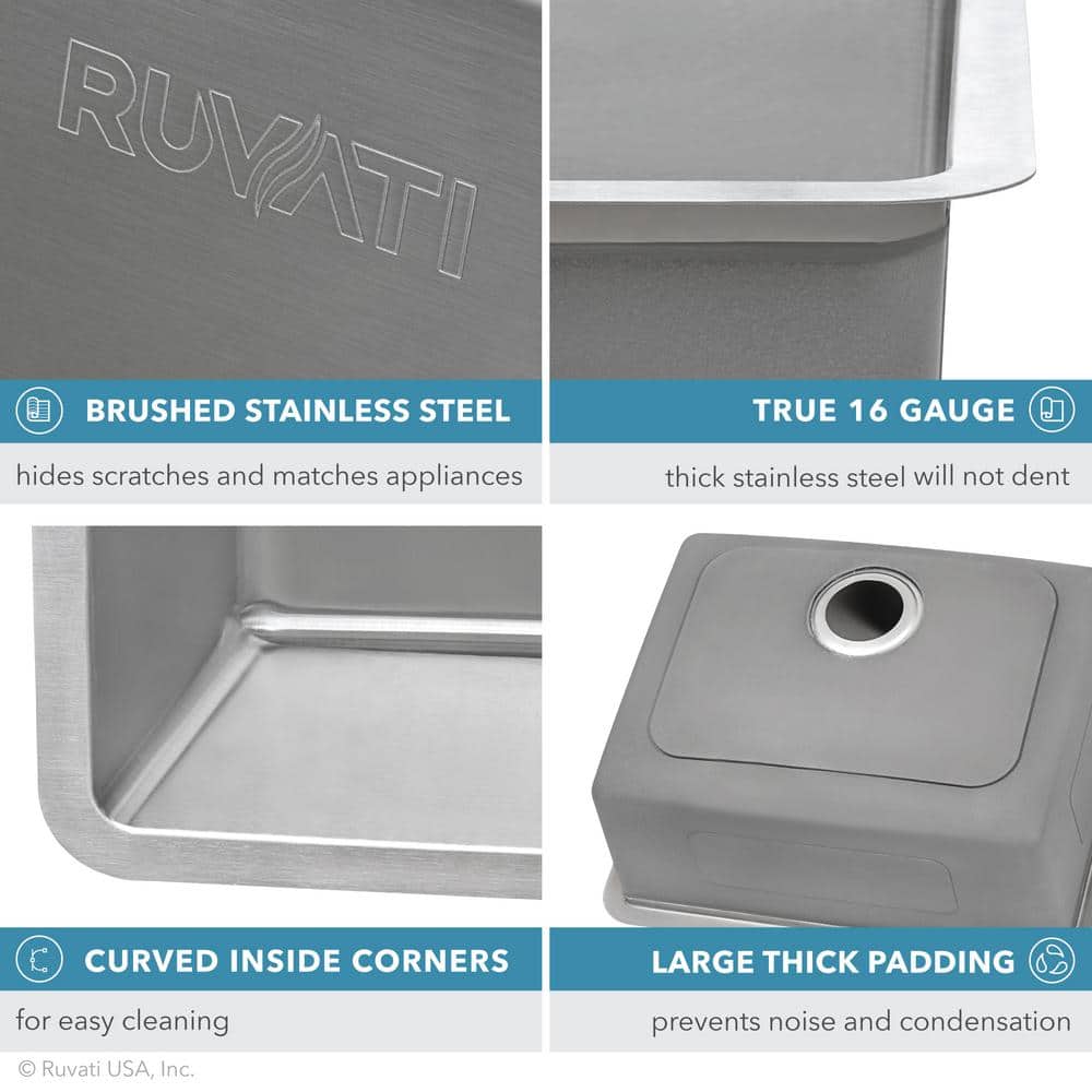 Ruvati 35-inch Stainless Steel Double Bowl Drop-In Kitchen Sink