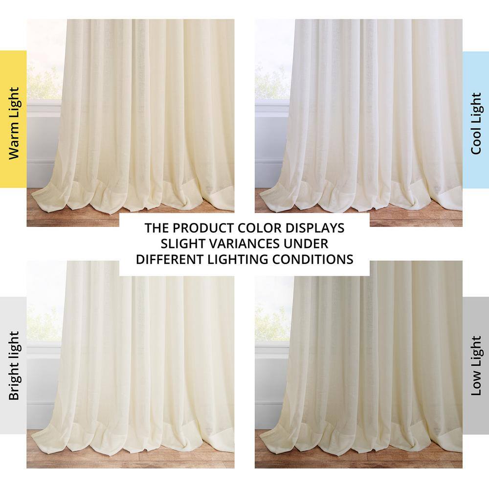 Extra Long Off-White Grommet Sheer Linen-Blend Drapes