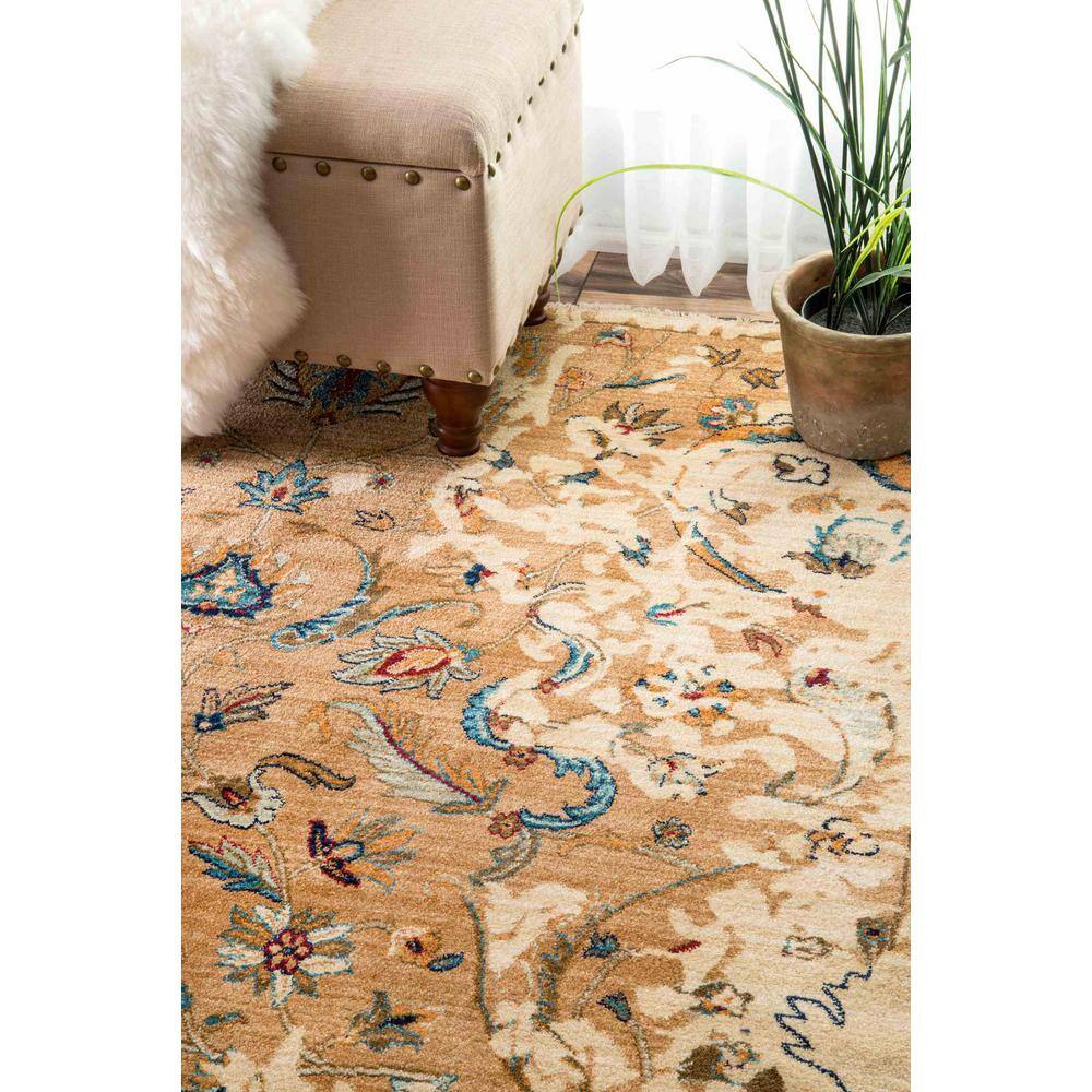Ivory Serenity Blossom 4'x6' Easy-Care Synthetic Area Rug