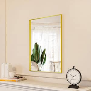 22 in. W x 30 in. H Gold Aluminum Rectangle Framed Tempered Glass Wall-mounted Mirror