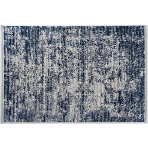 Benjara Trix Gray, White and Black 8 ft. x 10 ft. Geometric Area Rug