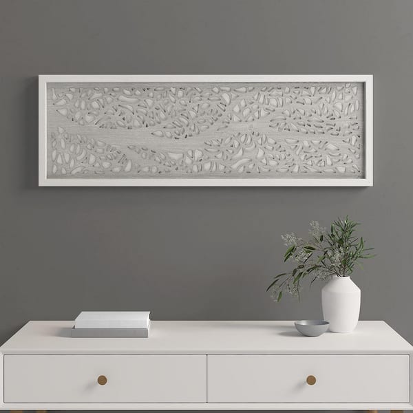 Unbranded 1-Piece Framed Art Print Laser Cut Tree Fir Wood Framed Panel Dimensional Wall Decor 12 in. x 36 in. for Home Decor