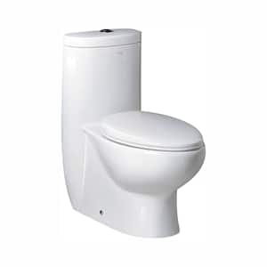 Delphinus 1-piece 0.8 / 16 GPF Dual Flush Elongated Toilet in White