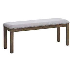 Brown and Gray 48.25 in. Backless Bedroom Bench with Nailhead Trim