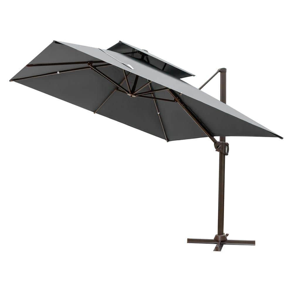 Crestlive Products 10 ft. Double Top Aluminum Cantilever Patio Umbrella