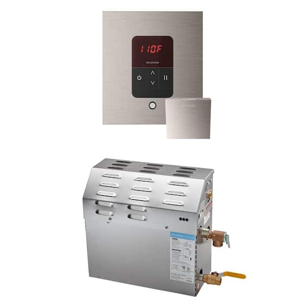 MS 10 kW (10000 W) Steam Shower Generator Package with square iTempo Control in Brushed Nickel
