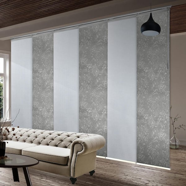 EMOH 6-Panel Light Filtering Single Rail Panel Track Extendable 70"-130"W x 94"H, Panel width 23.5", Etched Stone