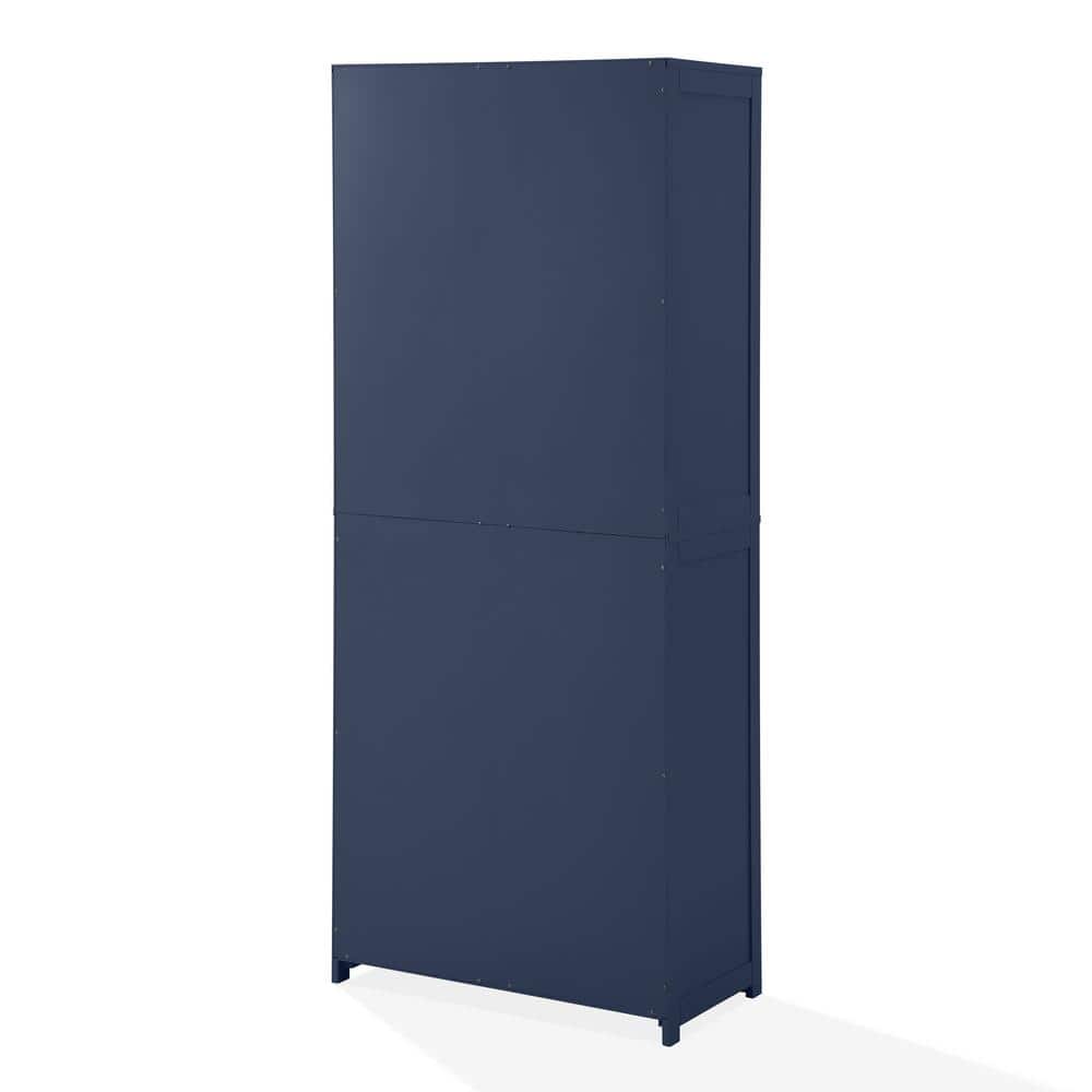 Navy Shaker-Style Tall Kitchen Storage Pantry with Adjustable Shelves