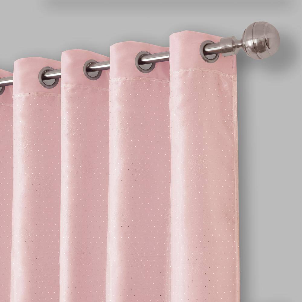 Soft Pink Faux Silk Blackout Grommet Curtain Panel for Kids