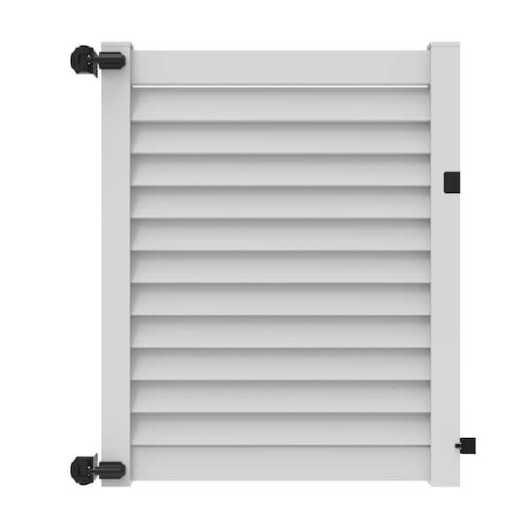 Barrette Outdoor Living Louvered 5 ft. x 6 ft. White Privacy Vinyl Fence Gate