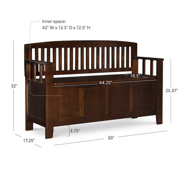 Linon Home Decor Cynthia Walnut Storage Bench with Back 50