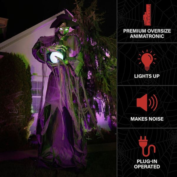 Haunted Hill Farm 9.8 ft. LED Towering Witch with Magic Ball