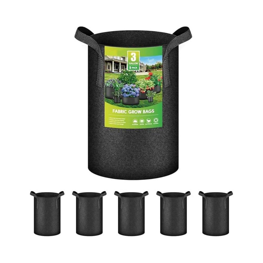 3 Gallon Grow Bags Nonwoven Fabric Pots with Strap Handles Black 5 Pack for Garden Planting price history on PriceWatchPro