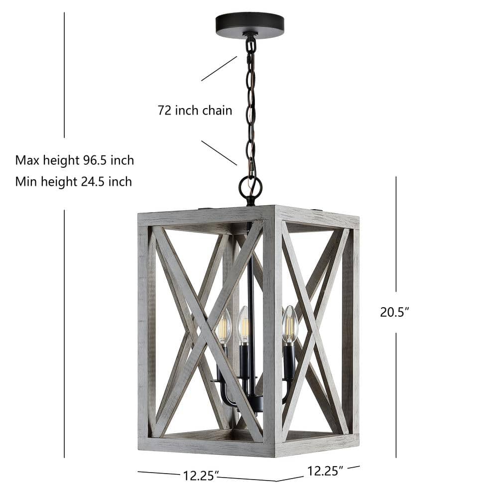 Rabea 12.25" Black Metal & Wood Textured Modern Pendant Light