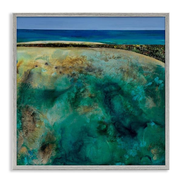 Stupell Industries Beachy Maritime Landscape by Ngo Gray Framed Abstract Giclee Art Print 12 in. x 12 in.