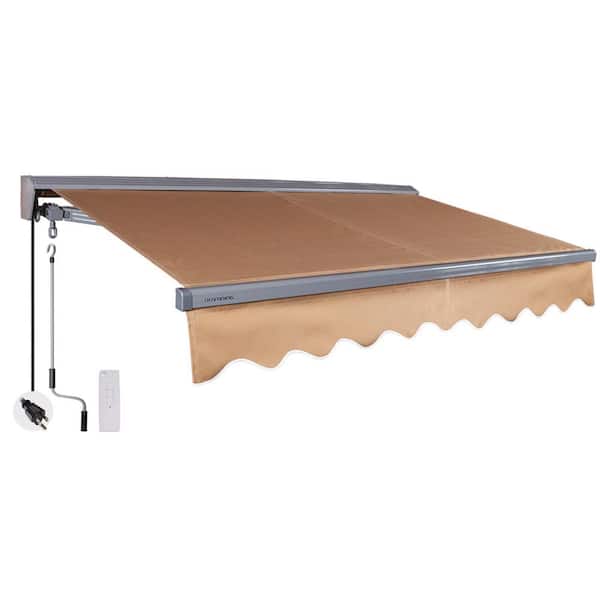 Advaning 8 ft. Classic Series Semi-Cassette Electric w/ Remote Retractable Patio Awning, Canvas Umber (7 ft. Projection)