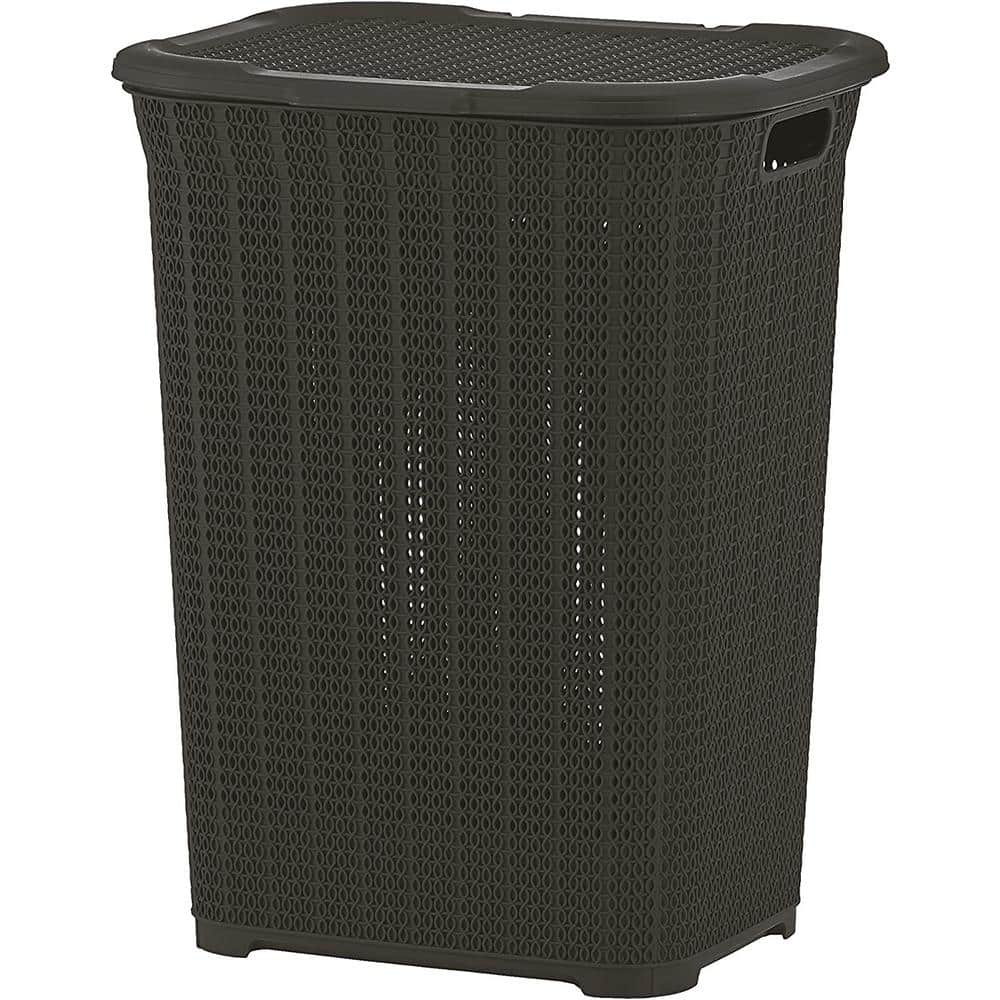 SUPERIO 50 l Brown Plastic Knit Laundry Hamper 1076 The Home Depot