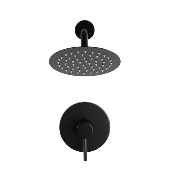 WOWOW Single Handle 1-Spray Shower Faucet 1.8 GPM with High Pressure Valve in Matte Black