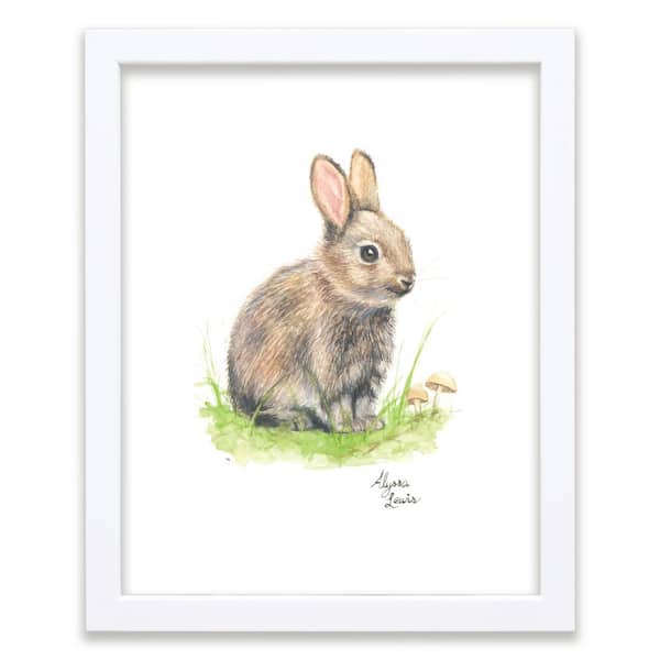 Unbranded "Woodland Tinies" Rabbit Framed Print in White 18 in. x 24 in.