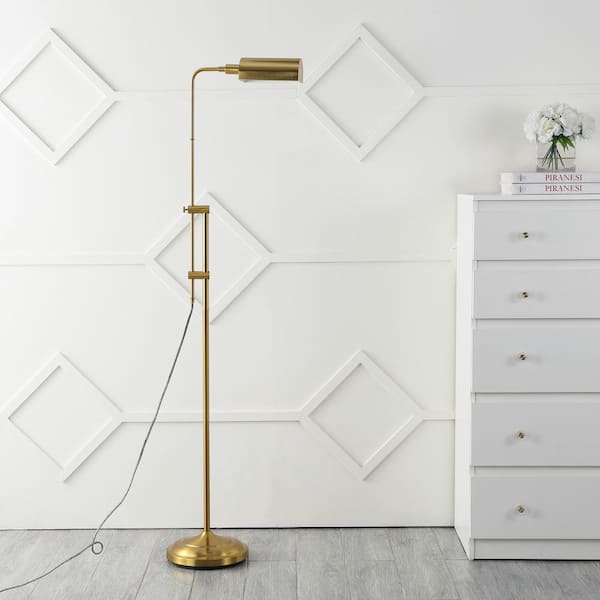 JONATHAN Y Zinnia 63 in. Brass Gold Industrial Minimalist 1-Light