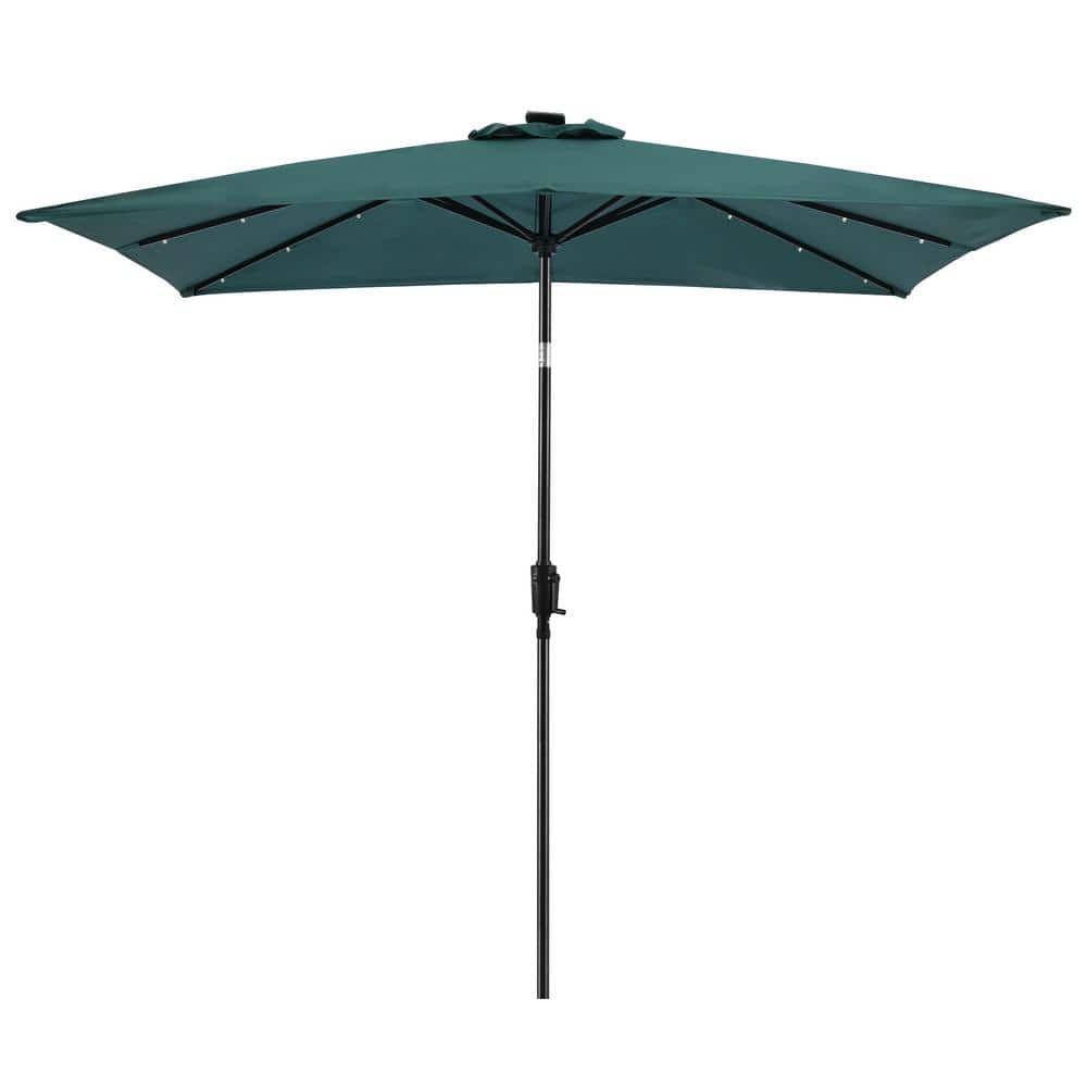 9 ft. x7 ft. Rectangular Market Patio Umbrella Solar Lighted in Hunter Green price history on PriceWatchPro