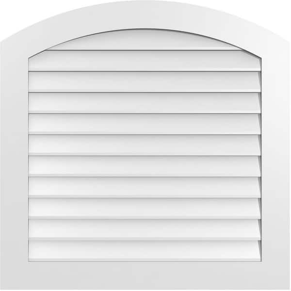 Ekena Millwork 36 in. x 36 in. Arch Top Surface Mount PVC Gable Vent: Functional with Standard Frame