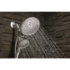 Attract with Magnetix 6-spray 6.75 in. Dual Shower Head and Adjustable Handheld in Spot Resist Brushed Nickel