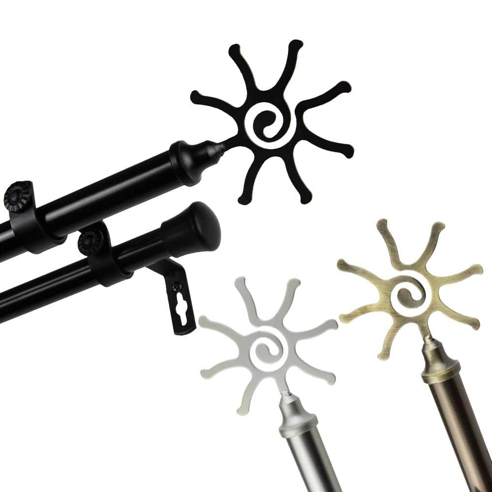 28 in. - 48 in. Adjustable 13/16 in. Double Curtain Rod in Black with Sole 