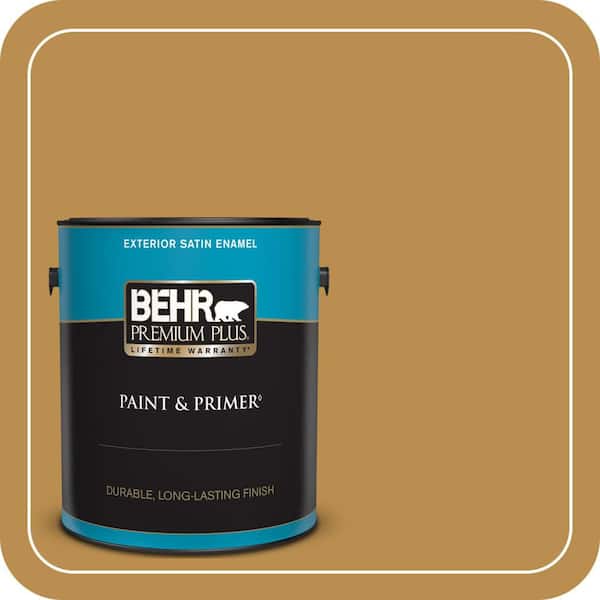BEHR PREMIUM PLUS 1 gal. #320D-6 Lion Mane Satin Enamel Exterior Paint & Primer
