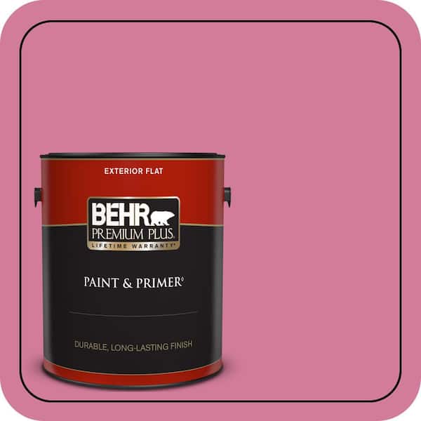 BEHR PREMIUM PLUS 1 gal. #P130-5 Little Bow Pink Flat Exterior Paint & Primer