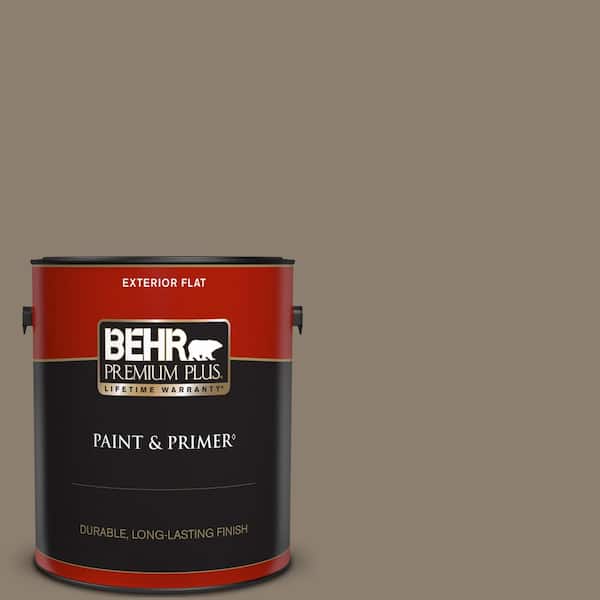 BEHR PREMIUM PLUS 1 gal. #BNC-36 Restful Brown Flat Exterior Paint & Primer