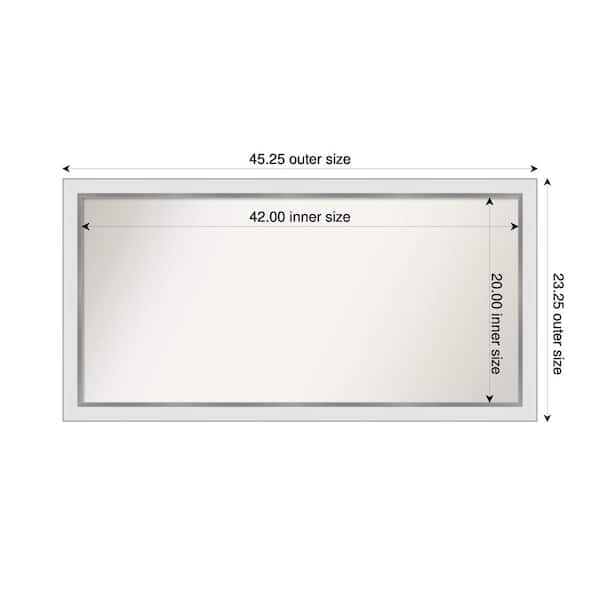 Amanti Art Medium Rectangle Satin White Silver Casual Mirror (23 in. H x 45 in. W)
