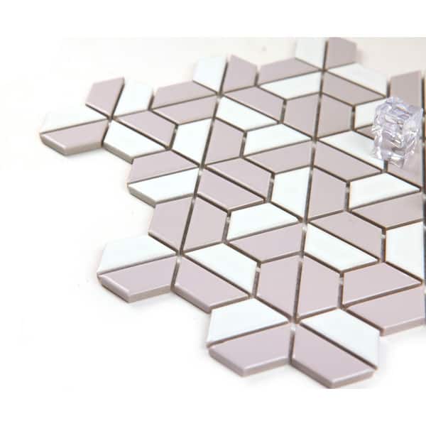 Modern Hex 12 in. X 12 in. Glossy Blush & White Glass Wall Mosaic Tile(10 sq. ft. /Case)