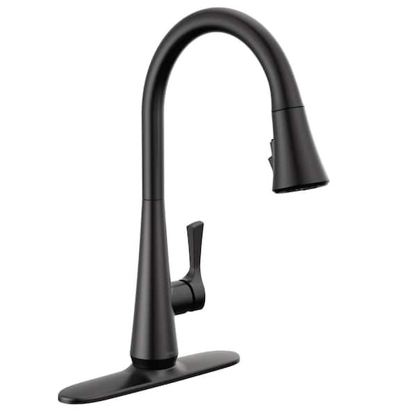 Delta Banks Single-Handle Pull-Down Sprayer Kitchen Faucet with ShieldSpray in Matte Black