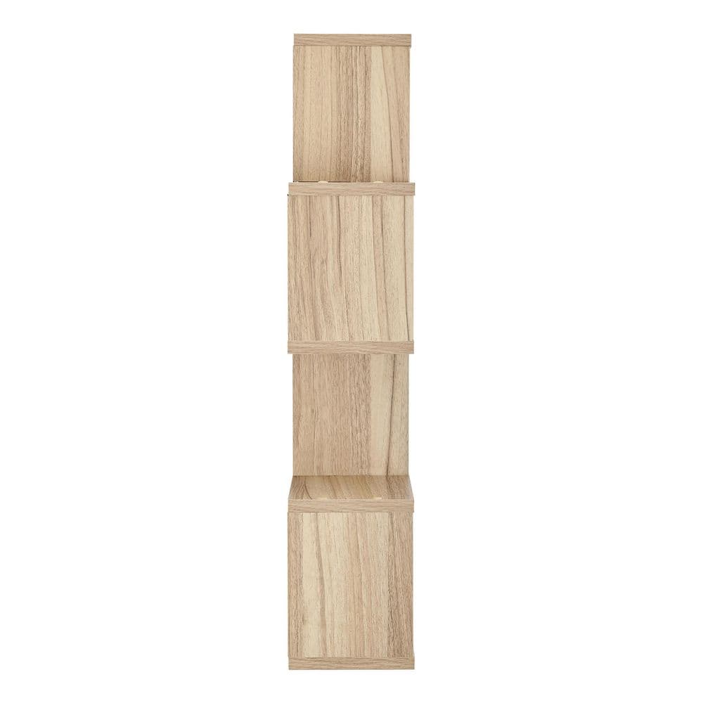 Chestnut Light Wood Floating Wall Shelf with Cubby Holes