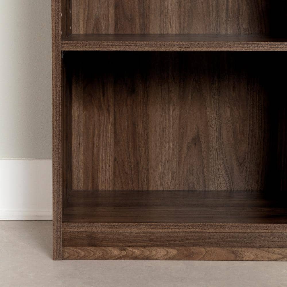 Natural Walnut Adjustable 5-Shelf Narrow Bookcase