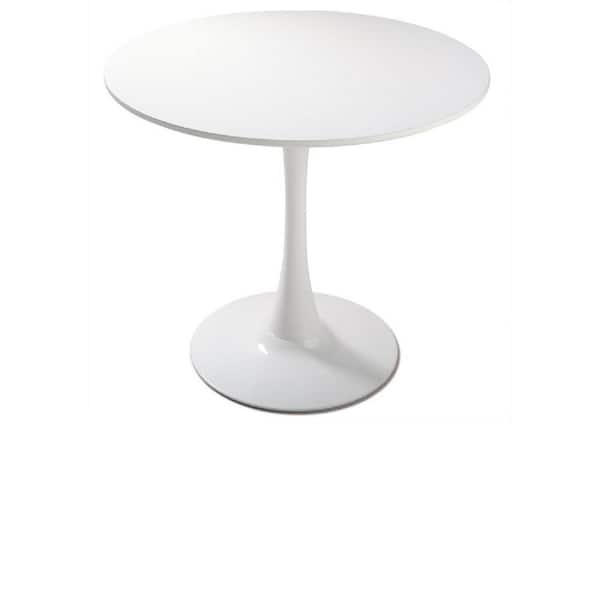 Modern 32 in. White Round Wood MDF Table Top Pedestal Dining Table SEATS 2