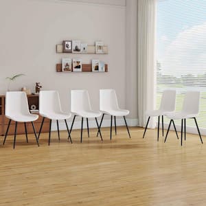 Modern White/Black Faux Leather Seat Dining Chairs Set of 6 for Kitchen, Living, Dining Room