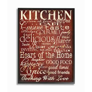 11 in. x 14 in. "Words in the Kitchen, Off Red" by Gplicensing Wood Framed Wall Art